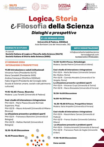 Logica, Storia e Filosofia della Scienza. Dialoghi e prospettive - 21 e 22 gennaio 2026